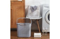 China Beige 38x28x35cm Plastic Laundry Basket With Handles Eco Friendly supplier
