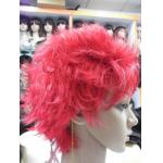 Body Wave Short Synthetic Human Hair Full Lace Wigs With Bang , Pink Colored for sale