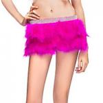 Double Layer Skirt / Fabulous Feather Mini Skirt With Rhinestones Waist Band