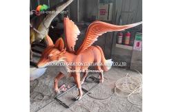 China Large Glowing Fox Sculpture Lantern Feathered Turquoise & White Wings​ supplier