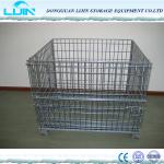 Grey Foldable Wire Mesh Cages For Workshop Pallet Metal Crate Front Drop Gate for sale