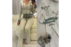 China Custom Embroidery Distressed Crop Top Hoodie Joggers Set  Womens Two Piece Set supplier
