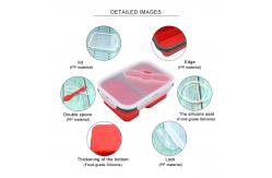 China FDA Standard 2 Compartments Silicone Bento Foldable Lunch Box supplier