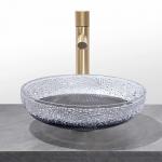 Round Glass Vessel Basins With Black Bottom For Above Counter Installation for sale