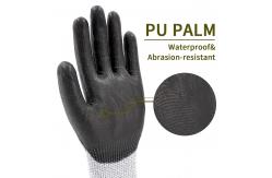 China 13 Gauge Polyester Polyurethane Palm Coated Gloves ANSI Level 5 Cut Resistant Gloves supplier