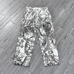 China OEM High End Customized Custom Streetwear Digital Print Joggers Button Fly Sweatpants Straight Leg Baggy Pants Men manufacturer