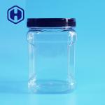 Stackable Mason PET Square Clear Plastic Grip Jars With Round Lids Cookie Food Packing for sale