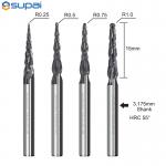 4 Overall Length Tapered End Mills with 3/8 Cutting Diameter and 0.03 Corner Radius for sale