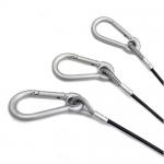 PVC Coated Wire Rope Lanyard Assembly With Eye Screw Bolt / Carabiner Snap Hook
