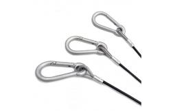 China PVC Coated Wire Rope Lanyard Assembly With Eye Screw Bolt / Carabiner Snap Hook supplier