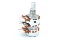 China Vertical  5k Audio Taper Potentiometer 16mm Double Gang Potentiometer supplier