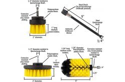 China Yellow Power Scrubber Drill Brush 3 Piece Kit For Cleaning supplier