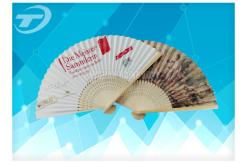 China Both Sides Printed Paper Custom Folding Hand Fans / Personalized Paper Fans supplier