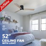 Fancy Wood Blades Low Profile Ceiling Fan with Remote Control and 3 Color LED Light for sale