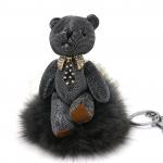 3D Bear Doll Key Ring Silver Reflective Cloth Material Filled Cotton 13cm Size for sale