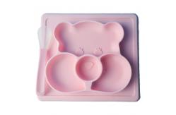 China Silicone Customized Bear Shape Baby Feeding Suction Bowl And Plate With Spoon supplier