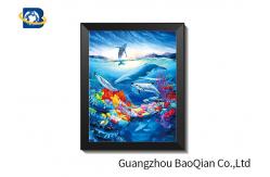 China High Definition 3D 5D Lenticular Dolphin Pictures With Black PS Frame supplier