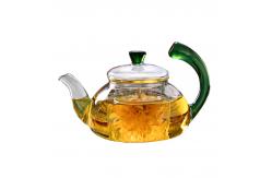 China Smooth Surface Clear Glass Teapot Modern 600ml / 20oz Glass Kettle Teapot supplier