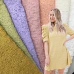 180-300gsm 100% Polyester Pleated Stretch Knitted Fabric Plain Crinkle Material for sale