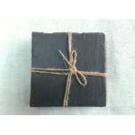 Rough Rim Plain Stone Coasters , 4 Black Slate Coasters Natural Surface