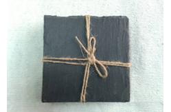 China Rough Rim Plain Stone Coasters , 4 Black Slate Coasters Natural Surface supplier