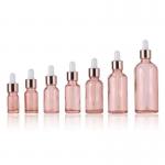 Wholesale Pink Glass Essential Bottle With Golden Aluminum Dropper Cap for sale