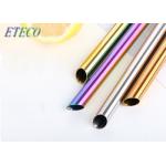 12mm Metal Milkshake Straws , Bevel Cut Stainless Steel Beverage Straws for sale