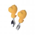 Eco Yellow Small Silicone Spoon And Fork Silicone Dining Accessories for sale