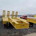Heavy Duty 8 Axle Lowboy Lowbed Trailer Transport Heavy Machines Steel Semi Trailer with Hydraulic Ladder for sale