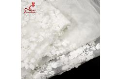 China White 3d Embroidered Lace Fabric For Wedding Dress With Elastic Nylon Net supplier