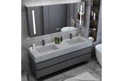 China OEM/ODM Wall Mount Floating Bathroom Vanity Sink Slate Top Solid Wood supplier