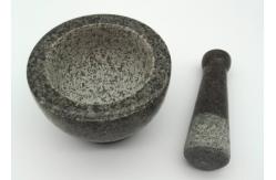 China Reliable Stone Mortar And Pestle Set 100% Solid Granite Round With Base supplier