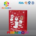 Red Customized Paper Bags Christmas Gift Bag With Red Rope / Cute Printed for sale