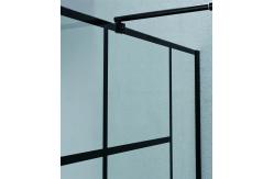 China Modern Frameless Shower Enclosure With Black Frame Stripes Glass And Alum Frame supplier