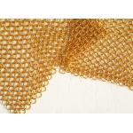 Architectural Drapery Metal Ring Mesh With Gold Colors For Isolation Wall Screen for sale