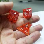 Pixel Pomegranate Red Crystal Resin Boarding Dice Set  dnd dice