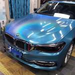 1.27m Slidable Laser Blue Glitter Vinyl Wrap Air Release high gloss car wrap for sale