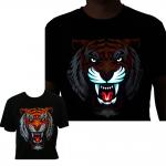 LED Light Up T Shirt With Tiger Patter 3 Flashing Modes Luminous For Party DJ Nightclub for sale