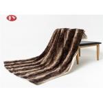 50 X 60 Inch Faux Fur Blanket , Warm Striped Dark Brown plush fur reversible Sherpa Throw Blanket For Couch Bed for sale