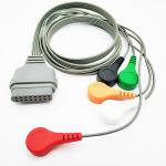 16 Pin 5 Leads Holter ECG Cable Snap Type Compatible EDAN SE-2003 SE-2012 China Medical for sale