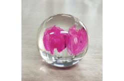 China 80mm acrylic paper weight flower embedded dry flower inside resin ball  crystal paperweight supplier