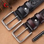 Retro Embossed Men'S Casual Leather Belt 3.8CM Solid Pattern