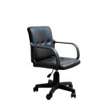 Black Leather Home Office Computer Chair Mid Back With Nylon Armrest 8.6KG