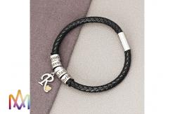 China 17g Antifatigue Beads Mens Engraved Bracelets With Alphabet Charm supplier