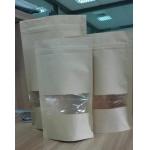 Reclosable Stand Up No Print Customized Paper Bags With Top Zipper And Window for sale