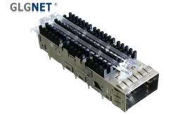 China EMI Tabs Single Port QSFP Connector Cage With Heat Sink Light Pipes supplier