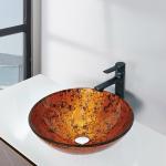 Red Round Glass Bathroom Sink Textured Exterior Hand Drawing With Foil for sale