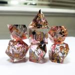 Red & black Foil mixed smoke crystals Resin Boarding Dice Set  dnd dice for sale