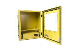 China Yellow Outdoor Wall Mount Alarmed AED Cabinet With Heating System supplier