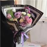Direct Mixed Pulp 50g Waterproof Flower Wrapping Paper with Rose Printed Bouquet Design